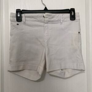 Body By Us Women's Denim Shorts Stretch Flat‎ Front Pockets White Size Large